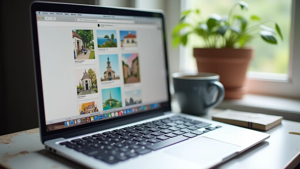 Laptop showing art community social media posts and group announcements