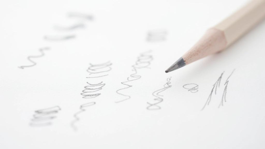 Detailed close-up of pencil stroke examples showing various line weights, pressure variations, and line quality techniques