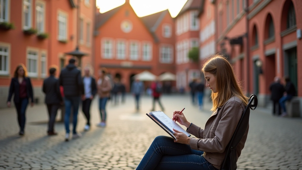 Urban sketcher drawing historic buildings in Rīga Old Town